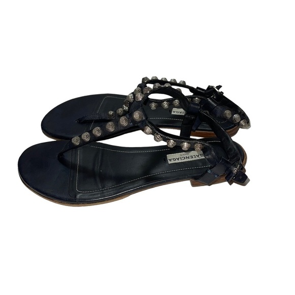 Balenciaga Leather Studded Women Sandals Size 7.5 / EU 38 - Picture 7 of 12